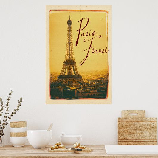 Vintager Eiffelturm Poster (Küche)