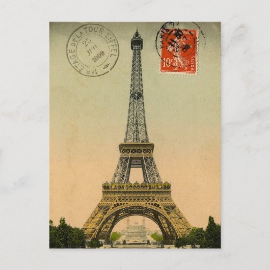 Vintager Eiffelturm Postkarte (Vorderseite)