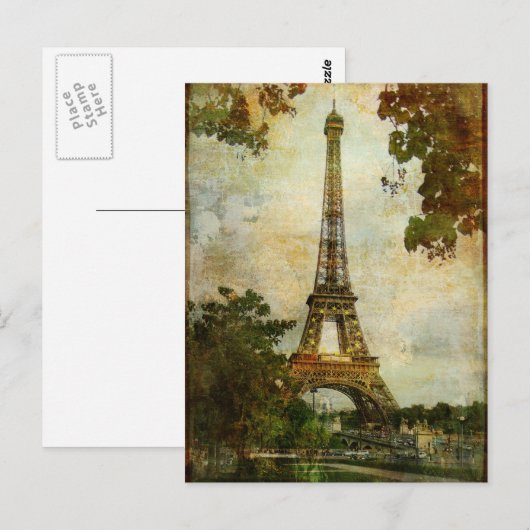 Vintager Eiffelturm Postkarte (Vorne/Hinten)