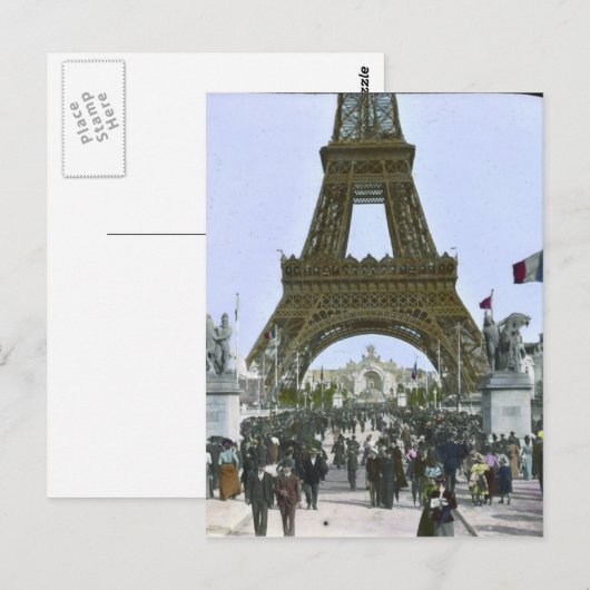 Vintager Eiffelturm Postkarte (Vorne/Hinten)