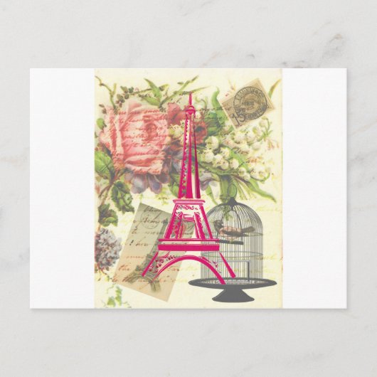 Vintager Eiffelturm Postkarte (Vorderseite)
