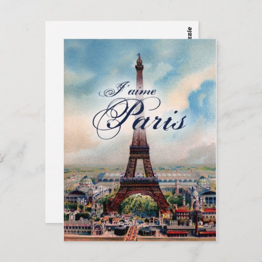 Vintager Eiffelturm Postkarte (Vorne/Hinten)
