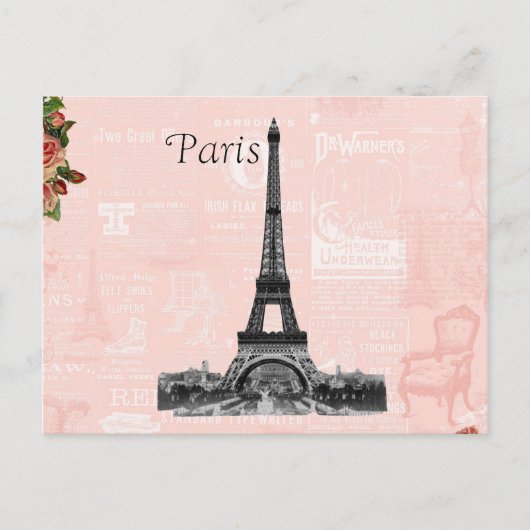 Vintager Eiffelturm Postkarte (Vorderseite)