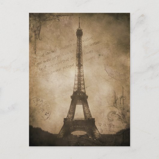 Vintager Eiffelturm Postkarte (Vorderseite)