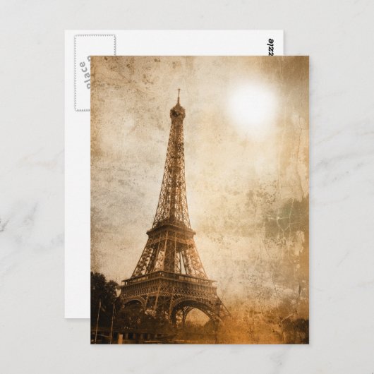 Vintager Eiffelturm Postkarte (Vorne/Hinten)