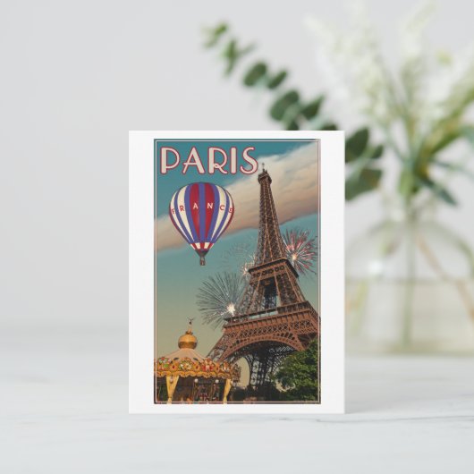 Vintager Eiffelturm Postkarte (Stehend Vorderseite)