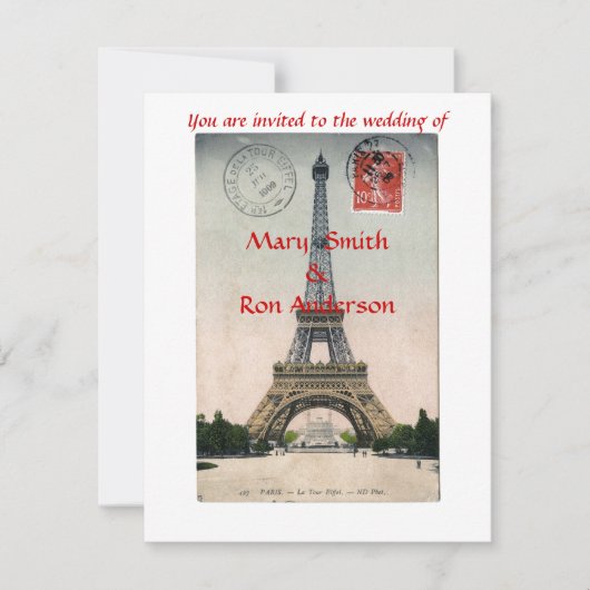 Vintager Eiffelturm Postkarte (Vorderseite)