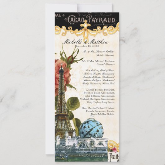 Vintager Eiffelturm Rose Einladung (Rückseite)