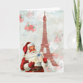 Vintager Eiffelturm, Santa, Paris, Weihnachten (Vorderseite)