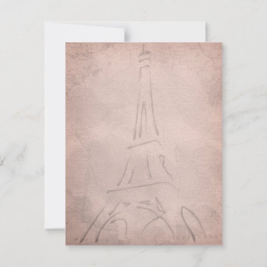 Vintager Eiffelturm Sepia Einladung zur Hochzeit (Rückseite)