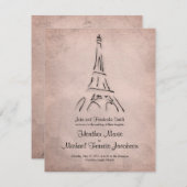 Vintager Eiffelturm Sepia Einladung zur Hochzeit (Vorne/Hinten)