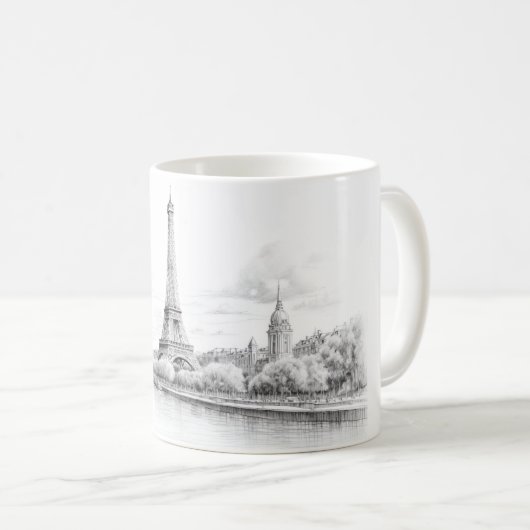 Vintager Eiffelturm, Skizze Kaffeetasse (VorderseiteRechts)