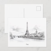 Vintager Eiffelturm, Skizze Postkarte (Vorne/Hinten)