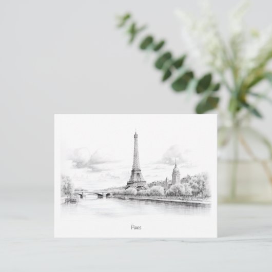 Vintager Eiffelturm, Skizze Postkarte (Stehend Vorderseite)