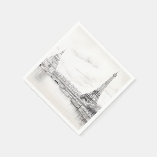 Vintager Eiffelturm, Skizze Serviette (Ecke)
