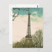 Vintager Eiffelturm V1 Postkarte (Vorne/Hinten)
