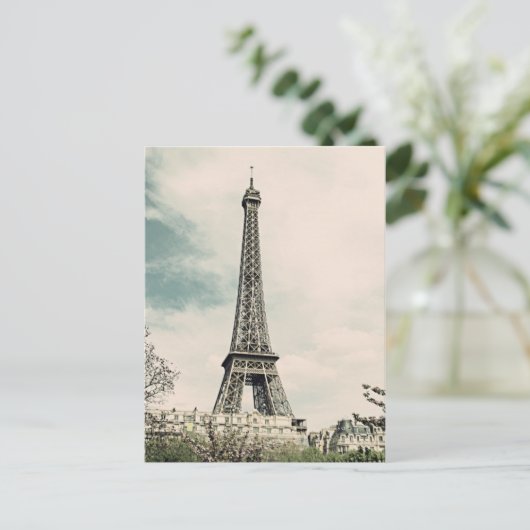 Vintager Eiffelturm V2 Postkarte (Stehend Vorderseite)