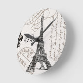 Vintager Eiffelturm...Wanduhr Runde Wanduhr (Winkel)