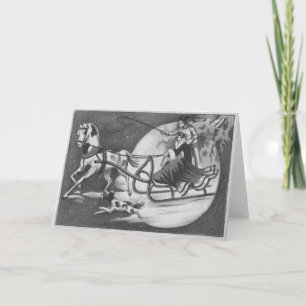 Vintager Ein-Pferdoffener Sleigh-laufendes Feiertagskarte