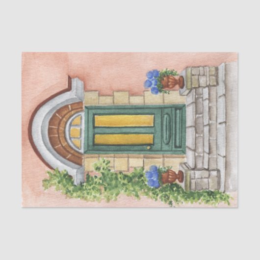 Vintager Eingang Blue Hydrangea Seidenpapier (Vorderseite)