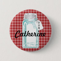 Vintager einmachender Glas-roter Gingham-Entwurf