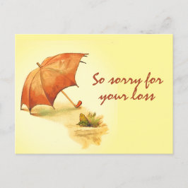 Vintager einsamer Frosch mit Schirm-Beileid Postkarte