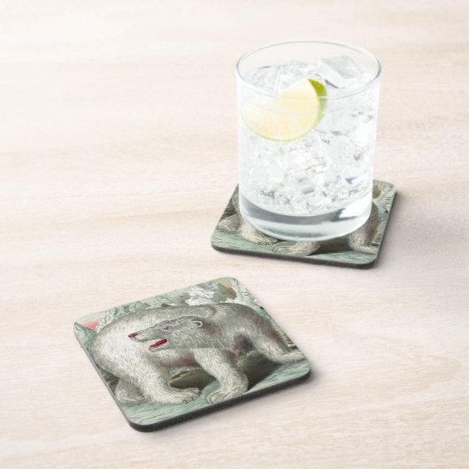 Vintager Eisbär auf Eisberg-Winterbild Getränkeuntersetzer (Rechte Seite)