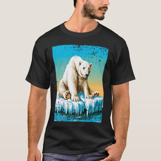 Vintager Eisbär, der die Arktis schmelzt T-Shirt (Vorderseite)