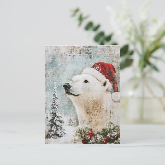 Vintager Eisbär Weihnachtsalter Postkarte (Stehend Vorderseite)