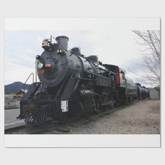 Vintager Eisenbahn-Dampfzug Geschenkpapier (Flach)