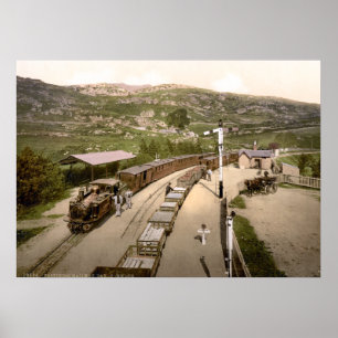 Vintager Eisenbahnzug, Festiniog Wales 1895 Poster