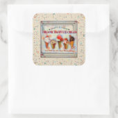 Vintager Eiskonus signiert niedliche Sprinklen Quadratischer Aufkleber (Tasche)