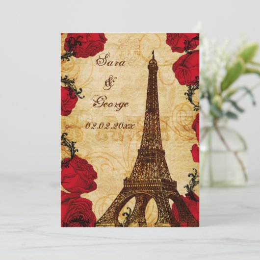 Vintager Eisturm Paris Save the Date (Stehend Vorderseite)