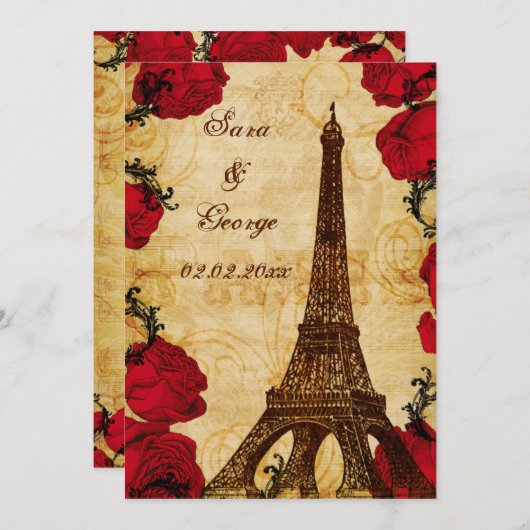 Vintager Eisturm Paris Save the Date (Vorne/Hinten)