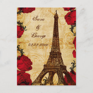 Vintager Eisturm Paris Save the Date Ankündigungspostkarte