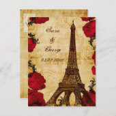 Vintager Eisturm Paris Save the Date Ankündigungspostkarte (Vorne/Hinten)