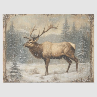 Vintager Elch Landschaftlich rustikale Decoupage Seidenpapier