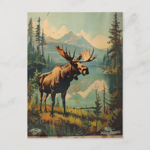 Vintager Elch Postkarte