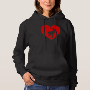 Vintager Elch Red Heart Animal Valentinstag Premi Hoodie
