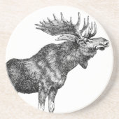 Vintager Elch Sandstein Untersetzer (Vorne)