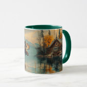 Vintager Elchsee-Hütte Herbstblättern Tasse (VorderseiteRechts)