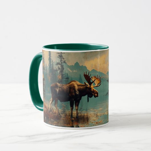 Vintager Elchsee-Hütte Herbstblättern Tasse (Vorderseite Links)