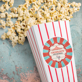 Vintager Elefant im Circus Red & Blue-Muster Runder Aufkleber