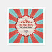 Vintager Elefant im Circus Red & Blue-Muster Serviette (Vorderseite)