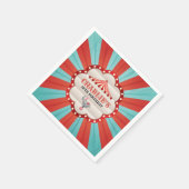 Vintager Elefant im Circus Red & Blue-Muster Serviette (Ecke)