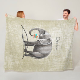 Vintager Elefant im personalisierten Kinderzimmer Fleecedecke