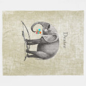 Vintager Elefant im personalisierten Kinderzimmer Fleecedecke (Vorderseite (Horizontal))
