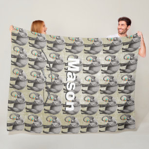 Vintager Elefant im personalisierten Kinderzimmer Fleecedecke