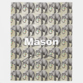 Vintager Elefant im personalisierten Kinderzimmer Fleecedecke (Vorderseite)