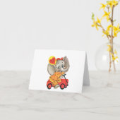 Vintager Elefant in Wagon Valentine Karte (Gelbe Blume)